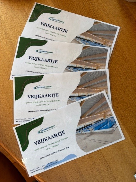 4 vrijkaarten recreatief zwemmen