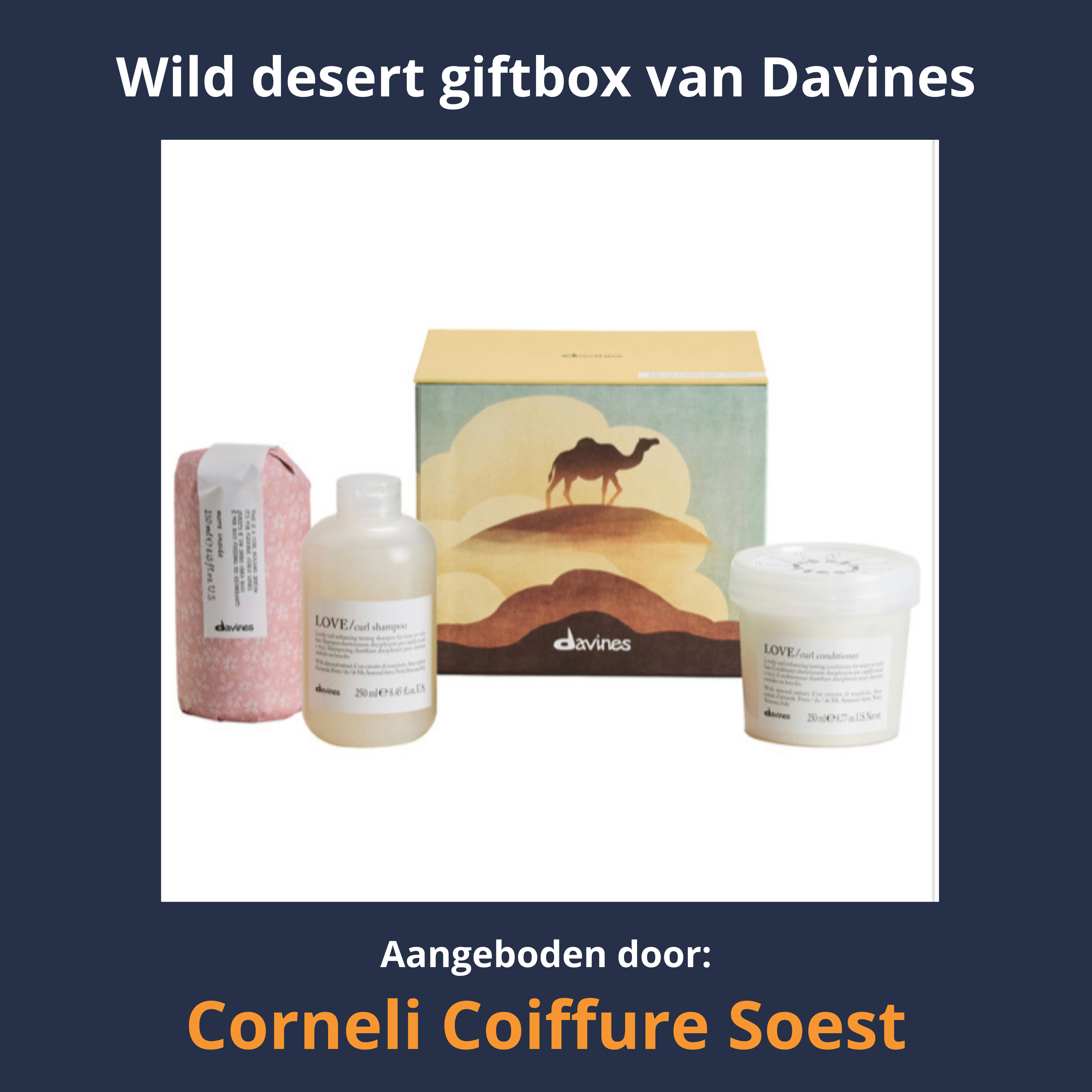 Wild desert giftbox van Davines: Love curl shampoo, Love curl conditioner, curl building serum