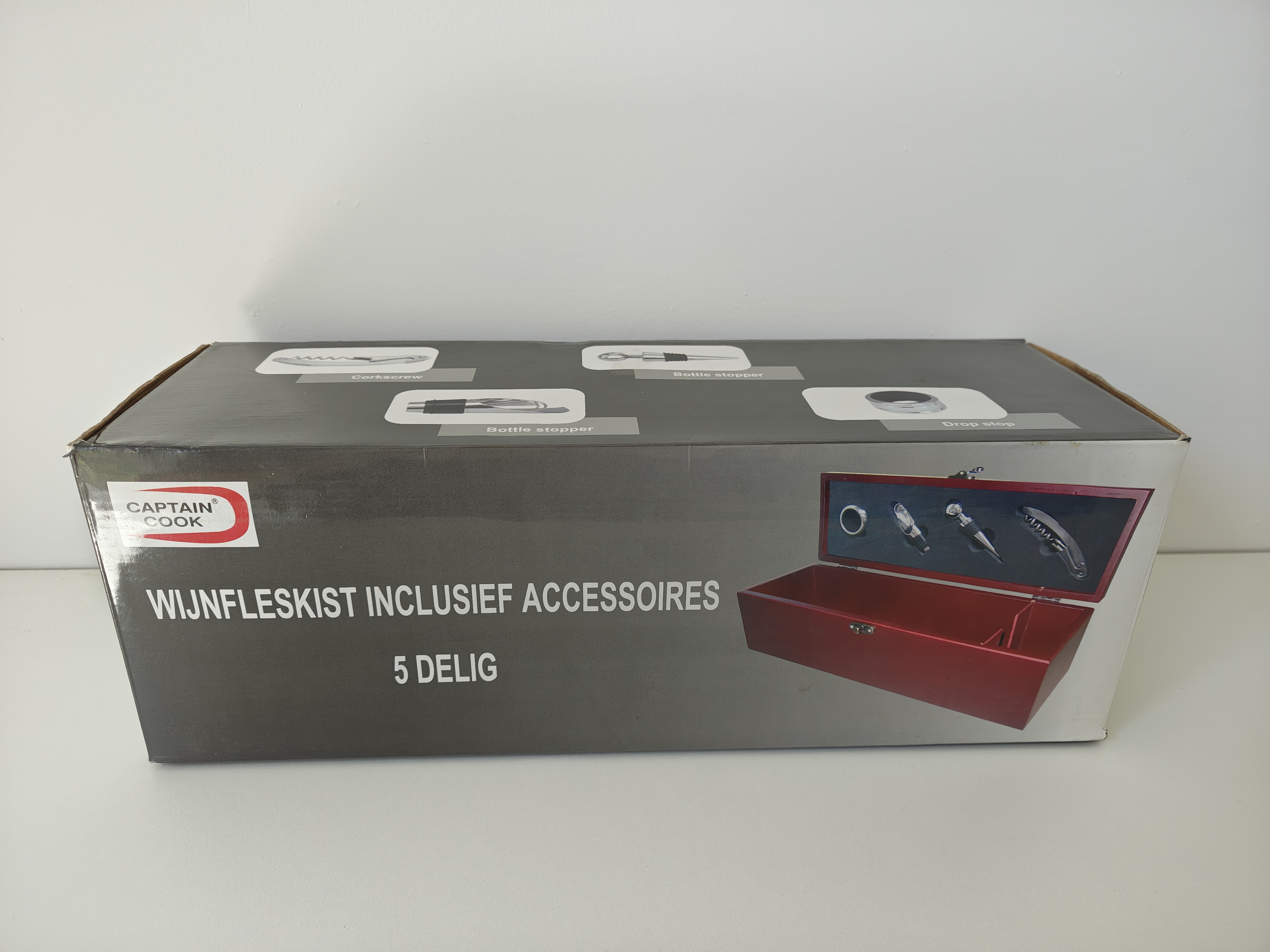 Wijnfleskist met accessoires