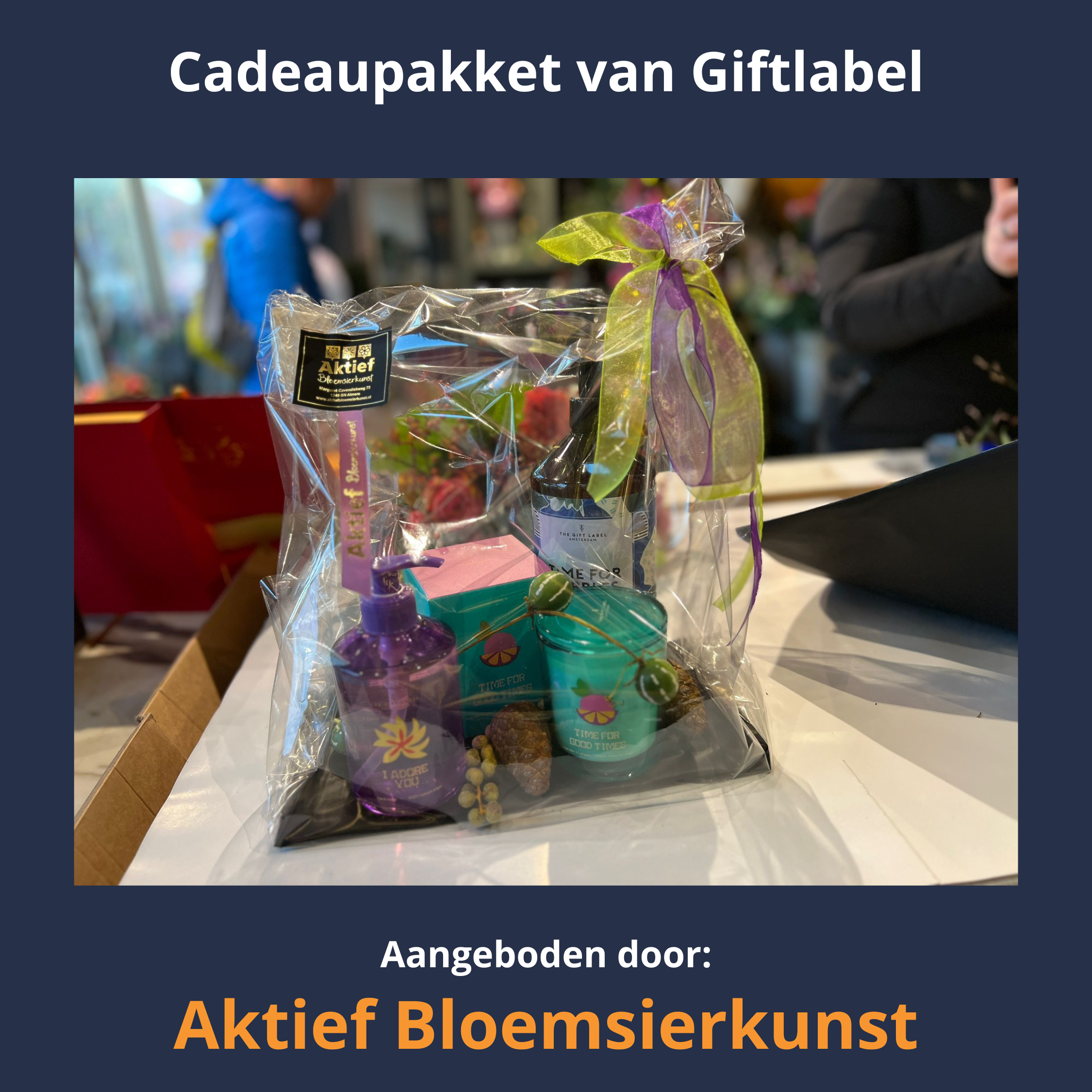 Cadeaupakket van Giftlabel - Een Amsterdams merk, vegan en parabenen vrij: handzeep, geurkaars en bodylotion.