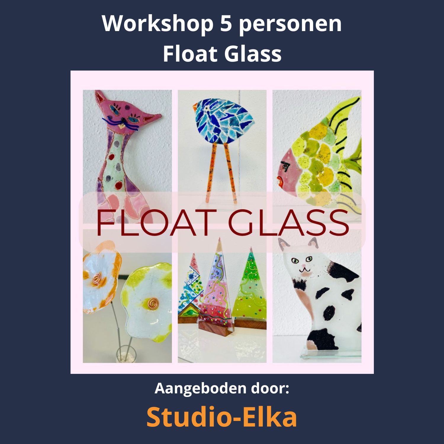 5 Glasfusing Workshops Float Glass voor 5 personen.  Ontdek de fascinerende wereld van schilderen met en op glas in Weesp.