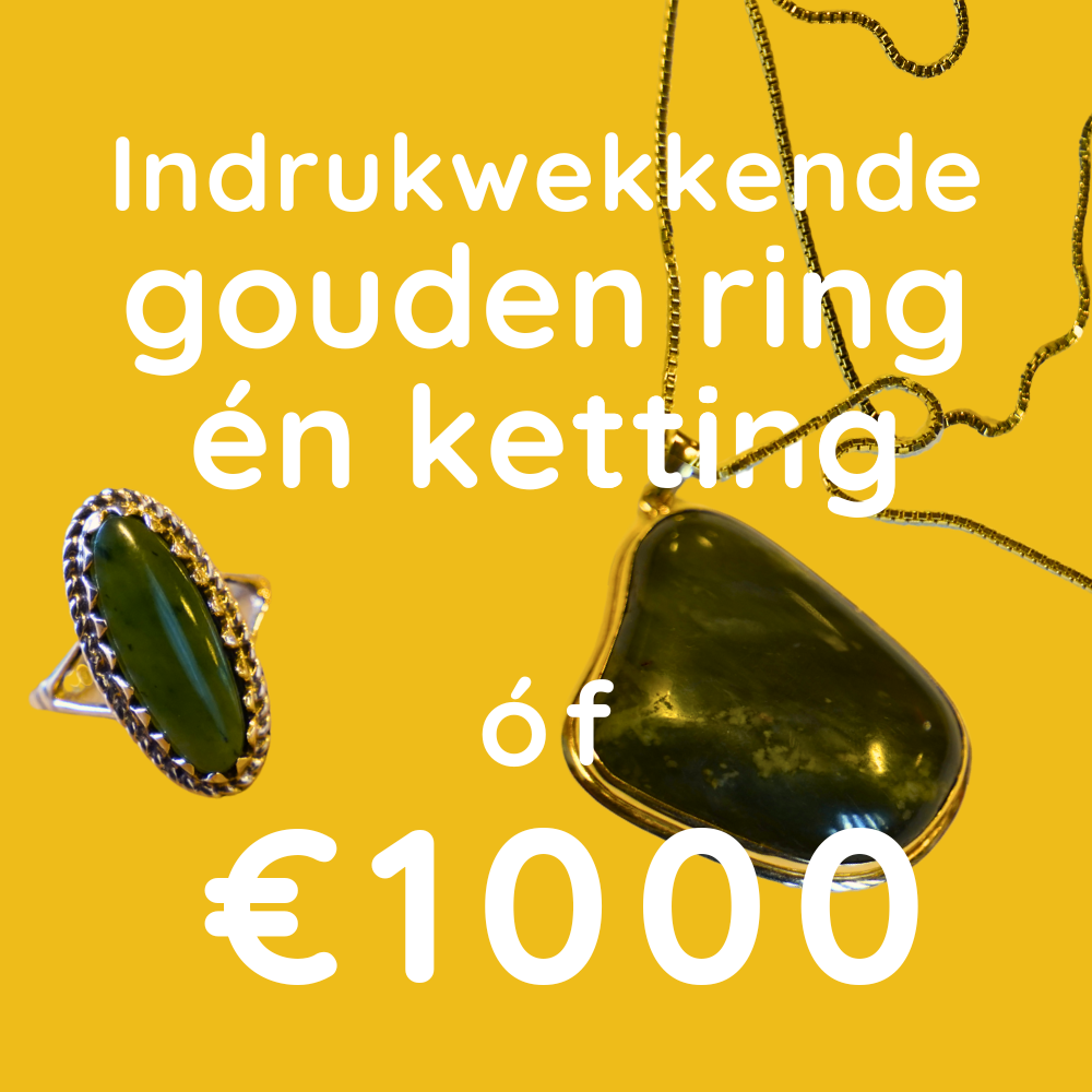 Gouden ring én ketting óf €1000,- contant